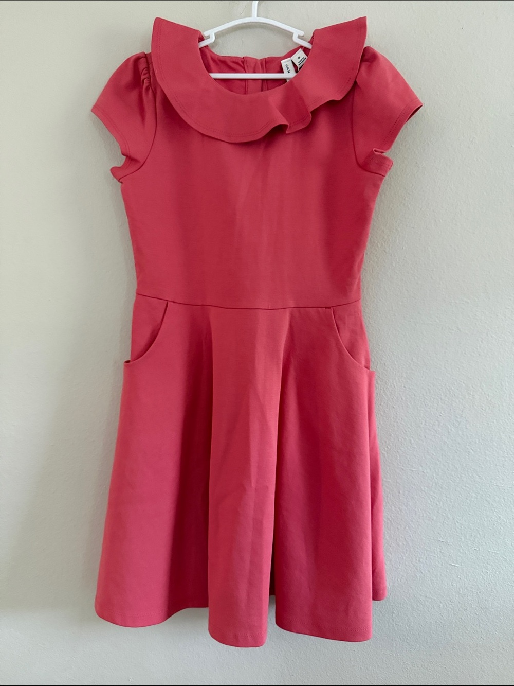 Janie and Jack Girls Coral Pink Peter Pan Collar Pocket Flare Dress 10 - L1218